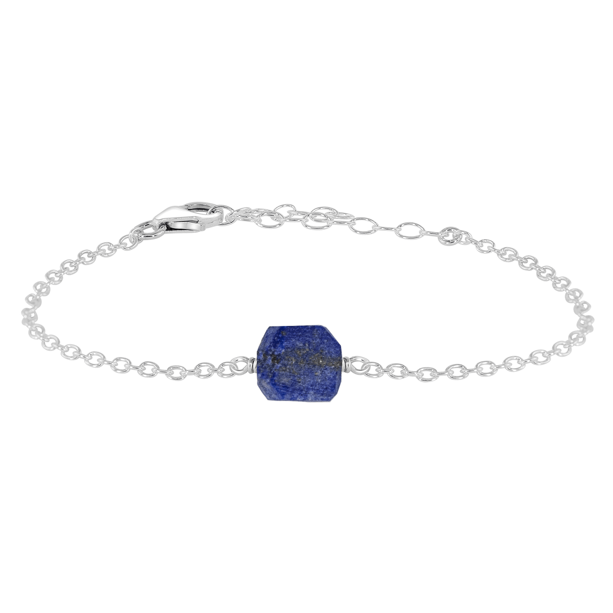 Raw Lapis Lazuli Crystal Nugget Bracelet - Raw Lapis Lazuli Crystal Nugget Bracelet - Sterling Silver - Luna Tide Handmade Crystal Jewellery