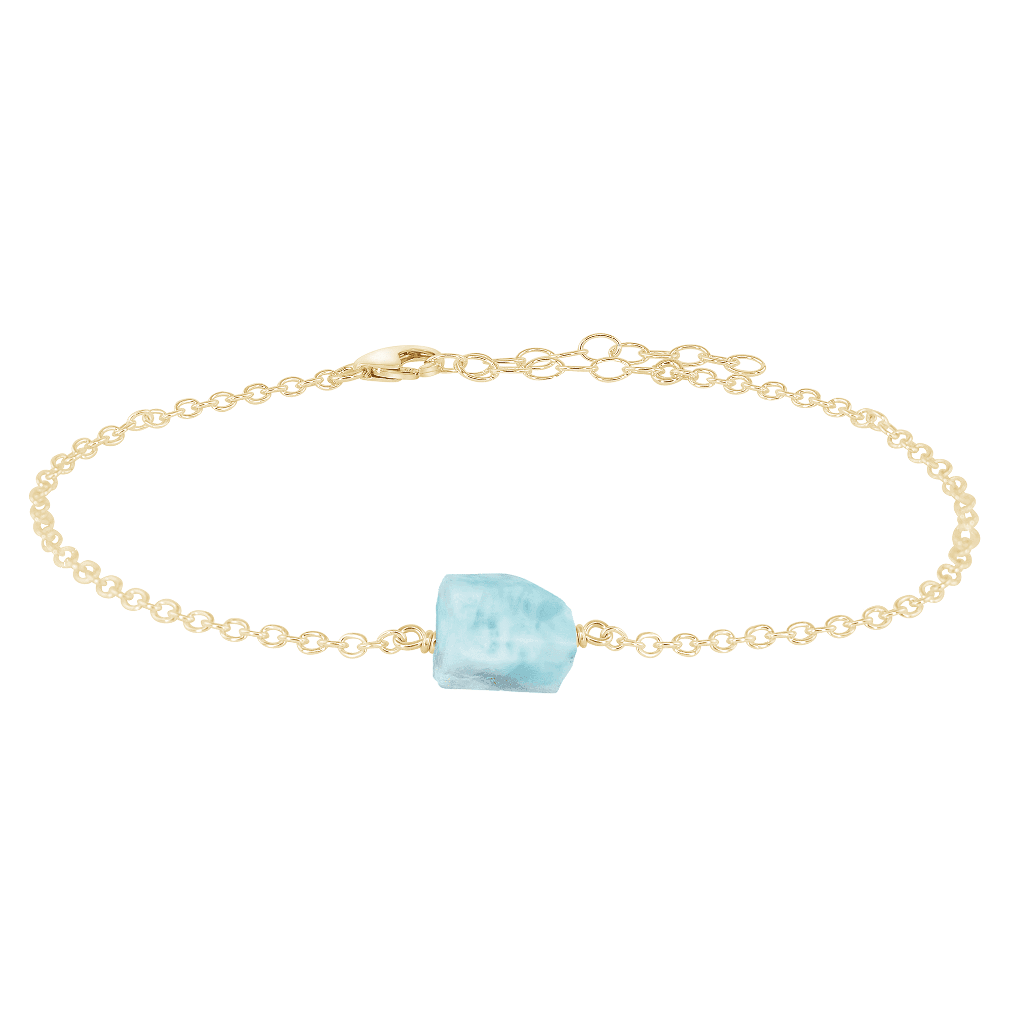 Raw Larimar Crystal Nugget Anklet - Raw Larimar Crystal Nugget Anklet - 14k Gold Fill - Luna Tide Handmade Crystal Jewellery