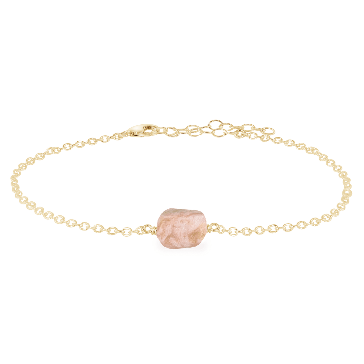 Raw Nugget Anklet - Pink Peruvian Opal - 14K Gold Fill - Luna Tide Handmade Jewellery