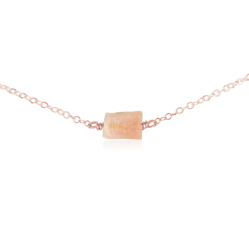 Raw Nugget Choker - Pink Peruvian Opal - 14K Rose Gold Fill - Luna Tide Handmade Jewellery