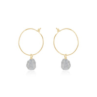 Raw Nugget Hoop Earrings - Crystal Quartz - 14K Gold Fill - Luna Tide Handmade Jewellery