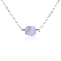 Raw Nugget Necklace - Blue Lace Agate - Sterling Silver - Luna Tide Handmade Jewellery