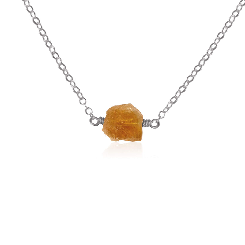 Raw Nugget Necklace - Citrine - Stainless Steel - Luna Tide Handmade Jewellery