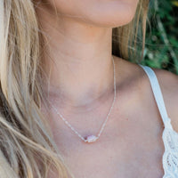 Raw Nugget Necklace - Pink Peruvian Opal - Sterling Silver - Luna Tide Handmade Jewellery