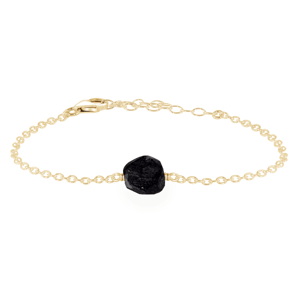 Raw Obsidian Crystal Nugget Bracelet - Raw Obsidian Crystal Nugget Bracelet - 14k Gold Fill - Luna Tide Handmade Crystal Jewellery