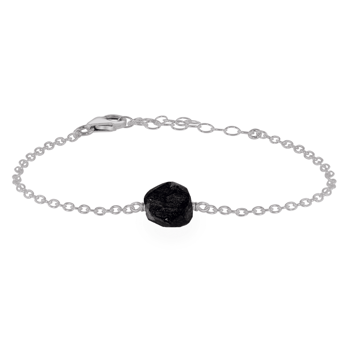 Raw Obsidian Crystal Nugget Bracelet - Raw Obsidian Crystal Nugget Bracelet - Stainless Steel - Luna Tide Handmade Crystal Jewellery