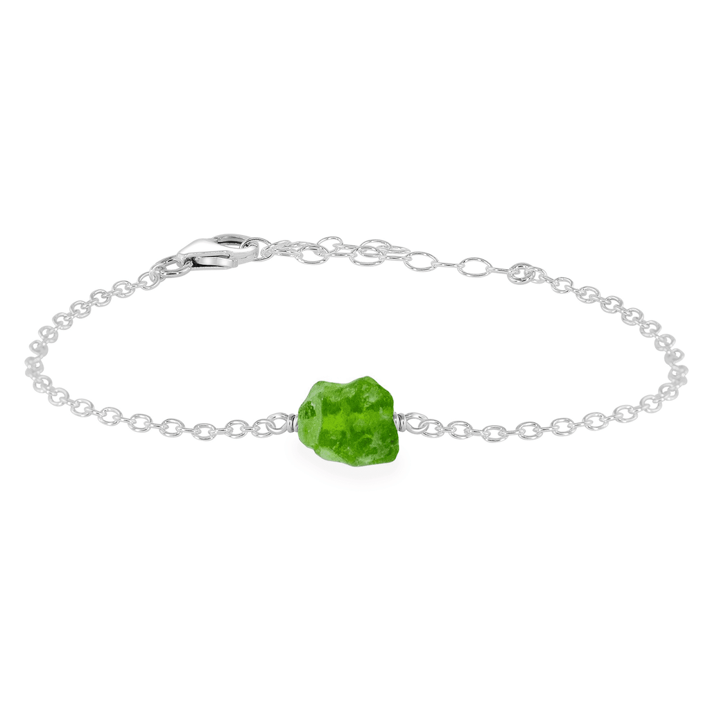 Raw Peridot Crystal Nugget Bracelet - Raw Peridot Crystal Nugget Bracelet - Sterling Silver - Luna Tide Handmade Crystal Jewellery