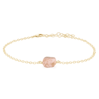 Raw Nugget Anklet - Pink Peruvian Opal - 14K Gold Fill - Luna Tide Handmade Jewellery