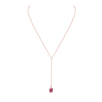 Raw Pink Tourmaline Crystal Lariat Necklace - Raw Pink Tourmaline Crystal Lariat Necklace - 14k Rose Gold Fill - Luna Tide Handmade Crystal Jewellery