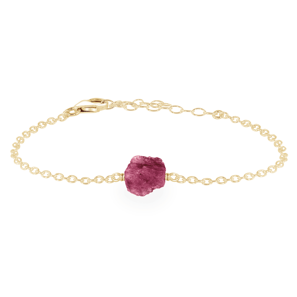 Raw Pink Tourmaline Crystal Nugget Bracelet - Raw Pink Tourmaline Crystal Nugget Bracelet - 14k Gold Fill - Luna Tide Handmade Crystal Jewellery