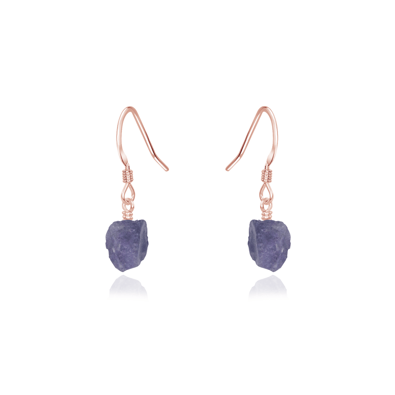 Raw Purple Tanzanite Crystal Dangle Drop Earrings Luna Tide