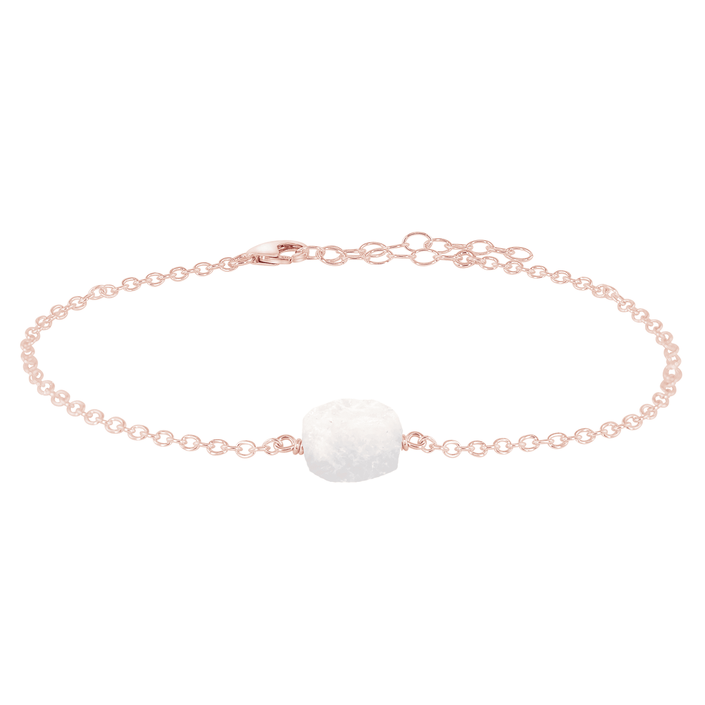 Raw Rainbow Moonstone Crystal Nugget Anklet - Raw Rainbow Moonstone Crystal Nugget Anklet - 14k Rose Gold Fill - Luna Tide Handmade Crystal Jewellery