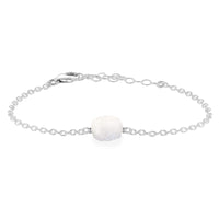 Raw Bracelet - Rainbow Moonstone - Sterling Silver - Luna Tide Handmade Jewellery
