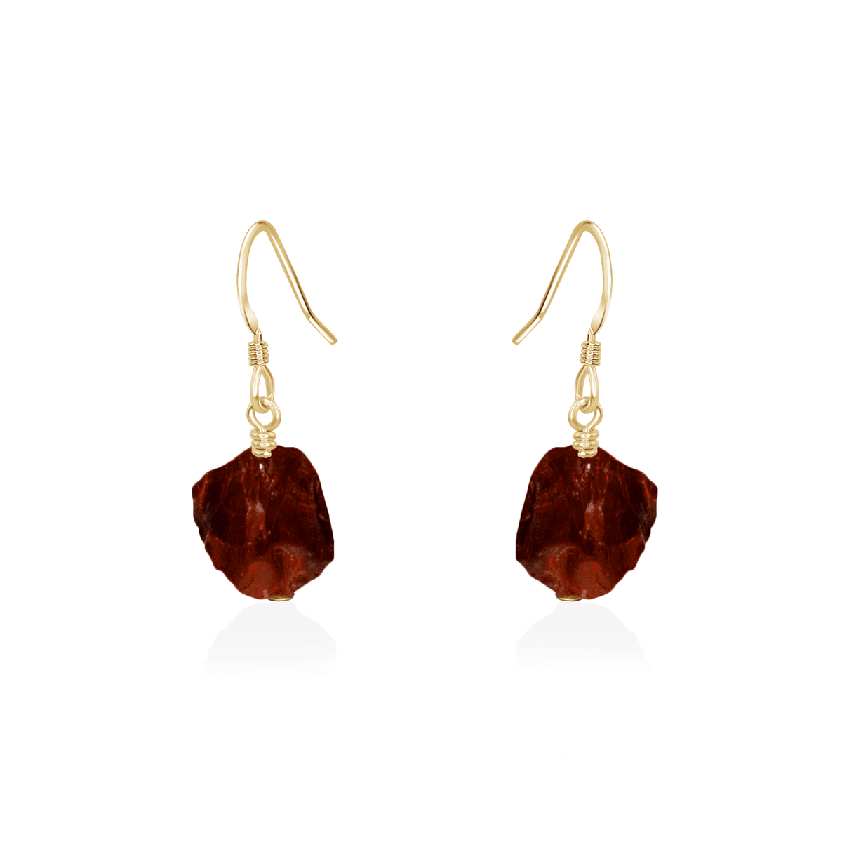 Raw Red Garnet Crystal Dangle Drop Earrings - Raw Red Garnet Crystal Dangle Drop Earrings - 14k Gold Fill - Luna Tide Handmade Crystal Jewellery