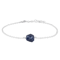 Raw Sapphire Crystal Nugget Anklet - Raw Sapphire Crystal Nugget Anklet - Sterling Silver - Luna Tide Handmade Crystal Jewellery