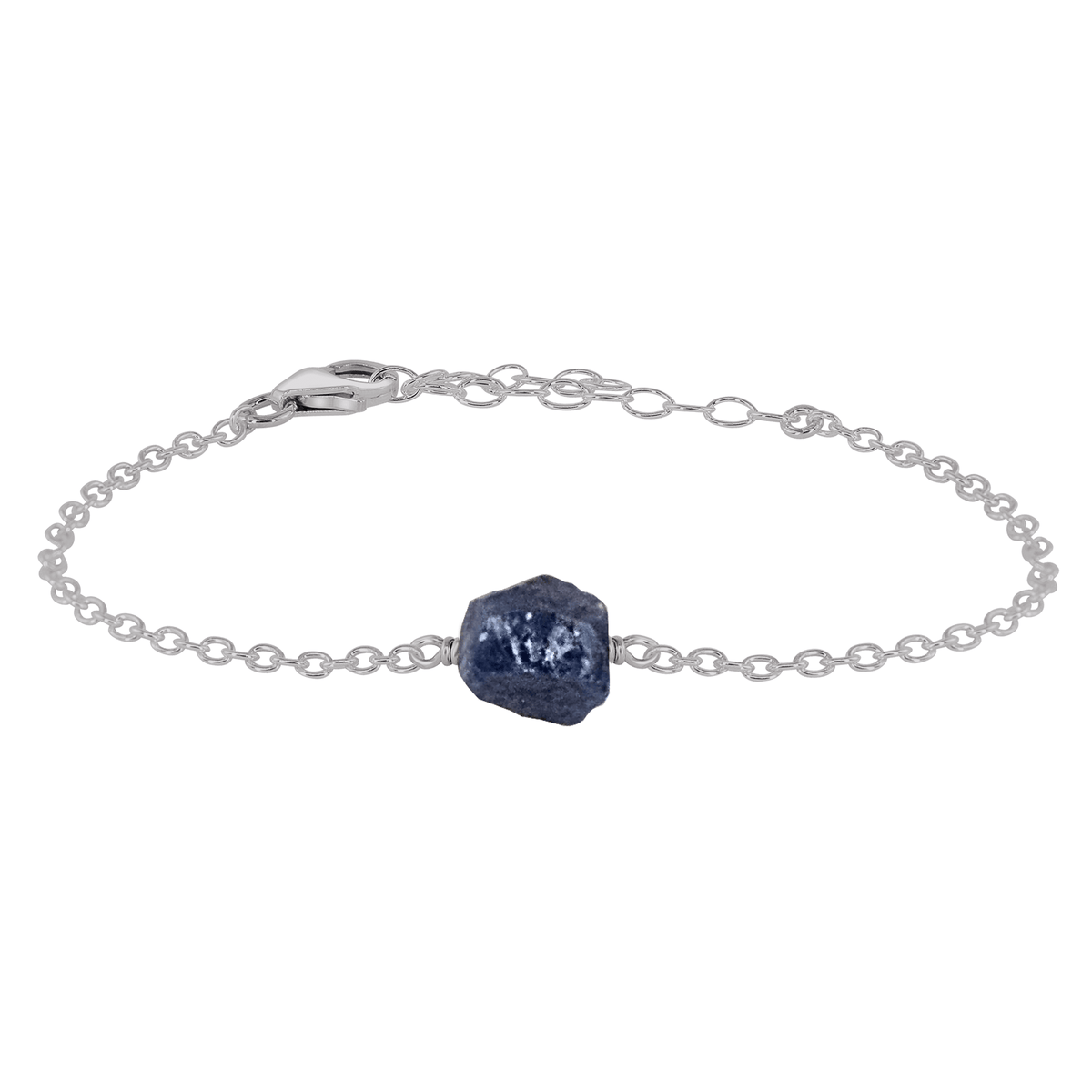 Raw Sapphire Crystal Nugget Bracelet - Raw Sapphire Crystal Nugget Bracelet - Stainless Steel - Luna Tide Handmade Crystal Jewellery