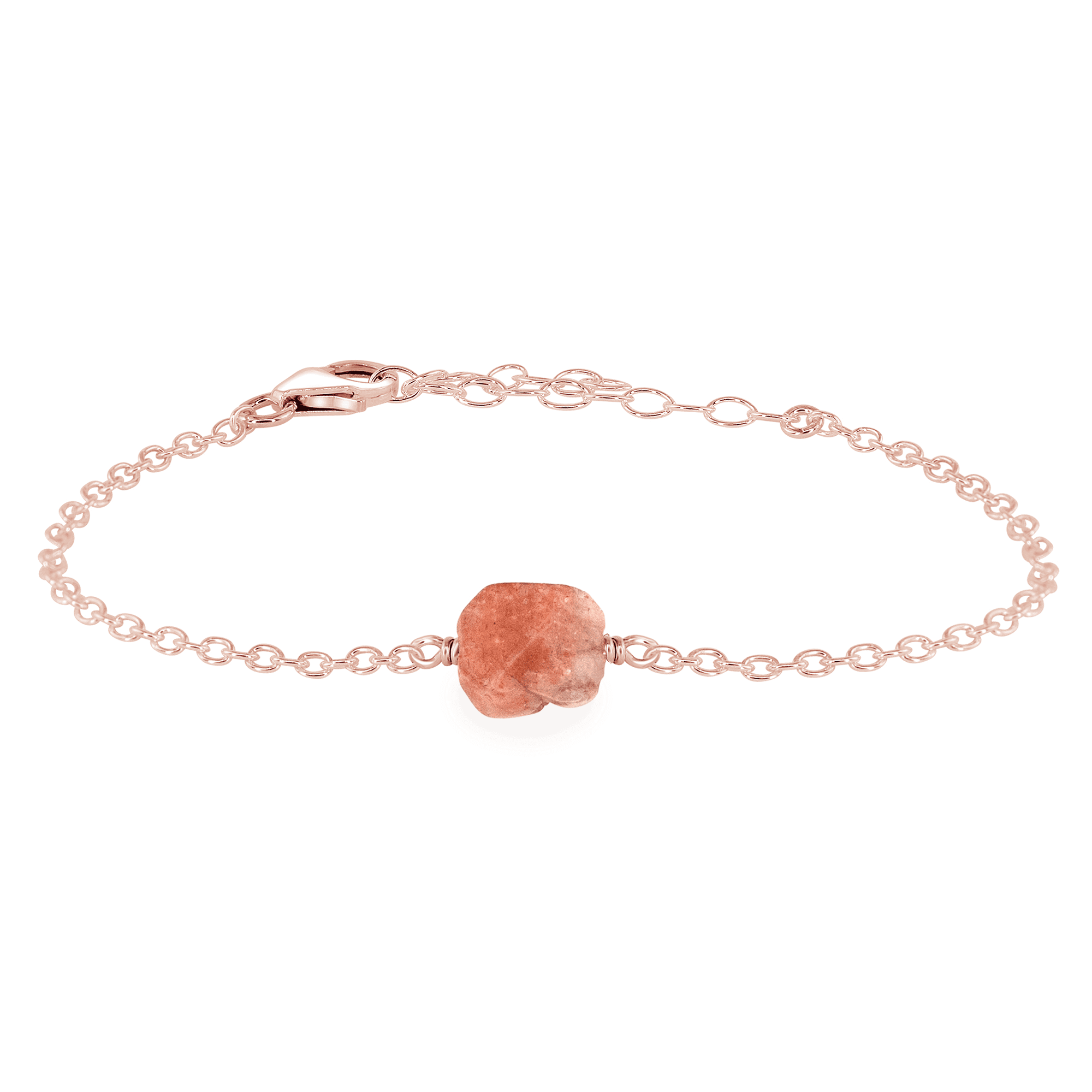 Raw Sunstone Crystal Nugget Bracelet - Raw Sunstone Crystal Nugget Bracelet - 14k Rose Gold Fill - Luna Tide Handmade Crystal Jewellery