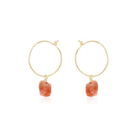 Raw Nugget Hoop Earrings - Sunstone - 14K Gold Fill - Luna Tide Handmade Jewellery