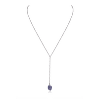 Raw Tanzanite Crystal Lariat Necklace - Raw Tanzanite Crystal Lariat Necklace - Stainless Steel - Luna Tide Handmade Crystal Jewellery
