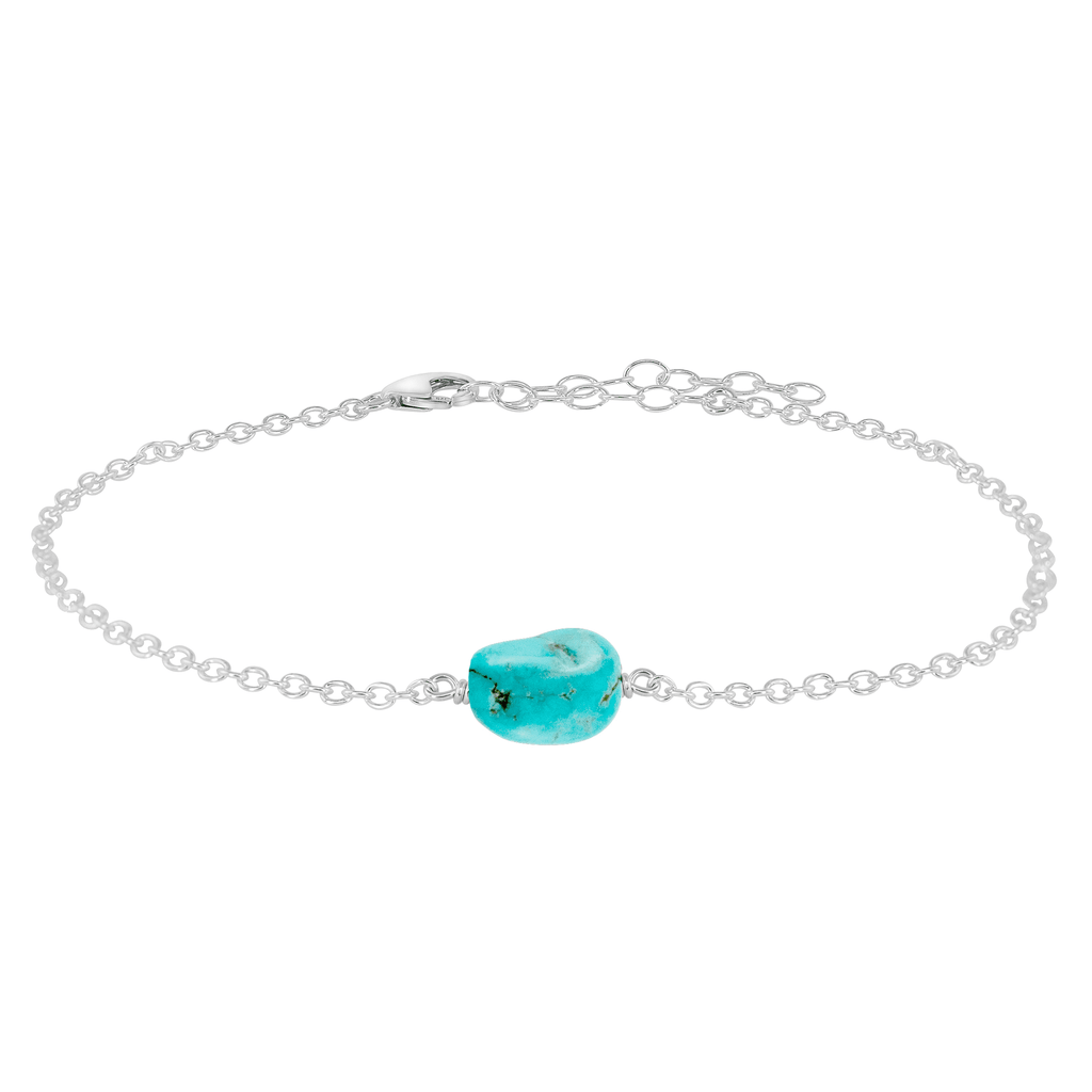 Raw Turquoise Crystal Nugget Anklet - Raw Turquoise Crystal Nugget Anklet - Sterling Silver - Luna Tide Handmade Crystal Jewellery