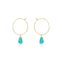 Raw Nugget Hoop Earrings - Turquoise - 14K Gold Fill - Luna Tide Handmade Jewellery