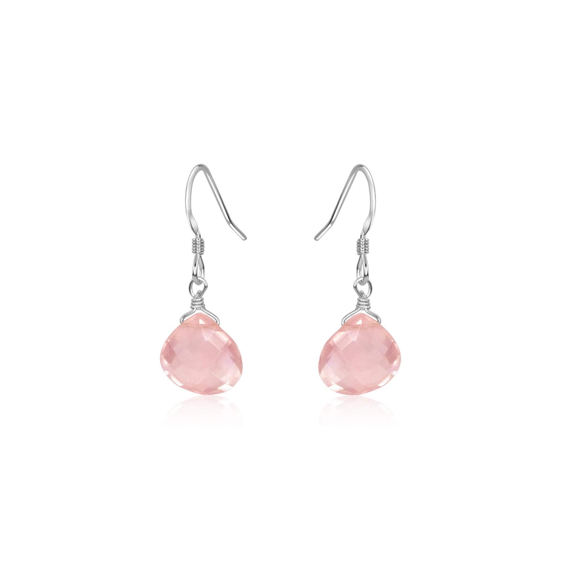 Rose Quartz Gemstone Teardrop Dangle Earrings – Luna Tide