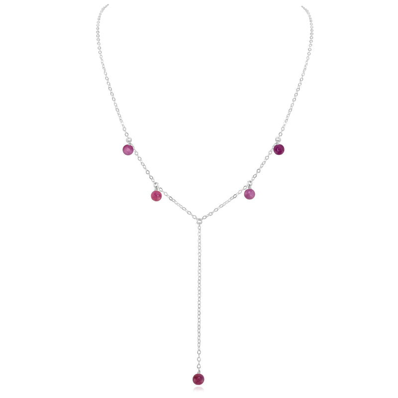 Boho Y Necklace - Ruby - Sterling Silver - Luna Tide Handmade Jewellery