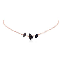 Beaded Chain Choker - Sapphire - 14K Rose Gold Fill - Luna Tide Handmade Jewellery