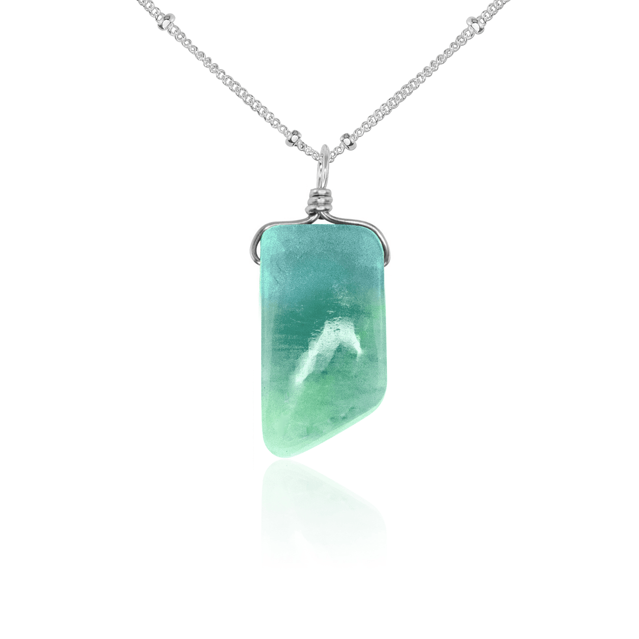Small Smooth Amazonite Gentle Point Crystal Pendant Necklace - Small Smooth Amazonite Gentle Point Crystal Pendant Necklace - Sterling Silver / Satellite - Luna Tide Handmade Crystal Jewellery