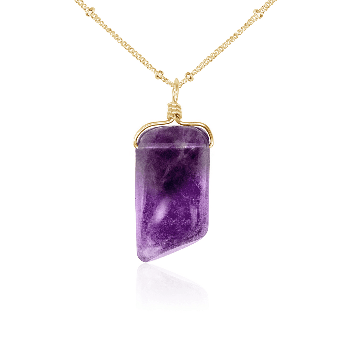 Small Smooth Amethyst Gentle Point Crystal Pendant Necklace Luna Tide