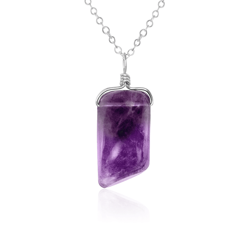 Small Smooth Amethyst Gentle Point Crystal Pendant Necklace - Small Smooth Amethyst Gentle Point Crystal Pendant Necklace - Sterling Silver / Cable - Luna Tide Handmade Crystal Jewellery