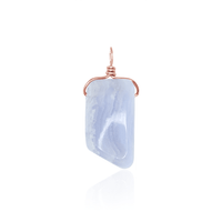 Small Smooth Blue Lace Agate Crystal Pendant with Gentle Point - Small Smooth Blue Lace Agate Crystal Pendant with Gentle Point - 14k Rose Gold Fill - Luna Tide Handmade Crystal Jewellery