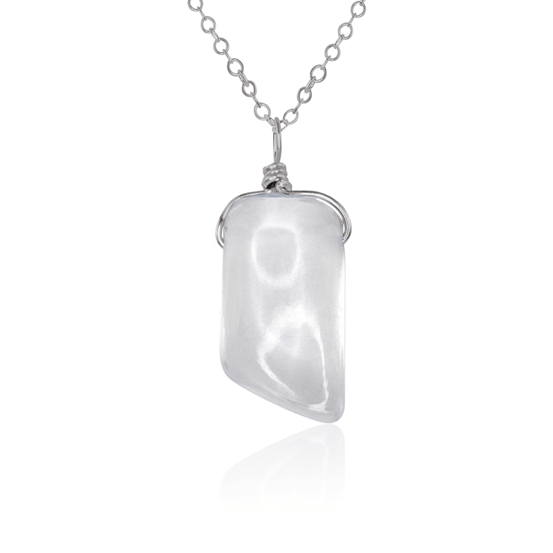 Small Smooth Crystal Quartz Gentle Point Crystal Pendant Necklace - Small Smooth Crystal Quartz Gentle Point Crystal Pendant Necklace - Stainless Steel / Cable - Luna Tide Handmade Crystal Jewellery