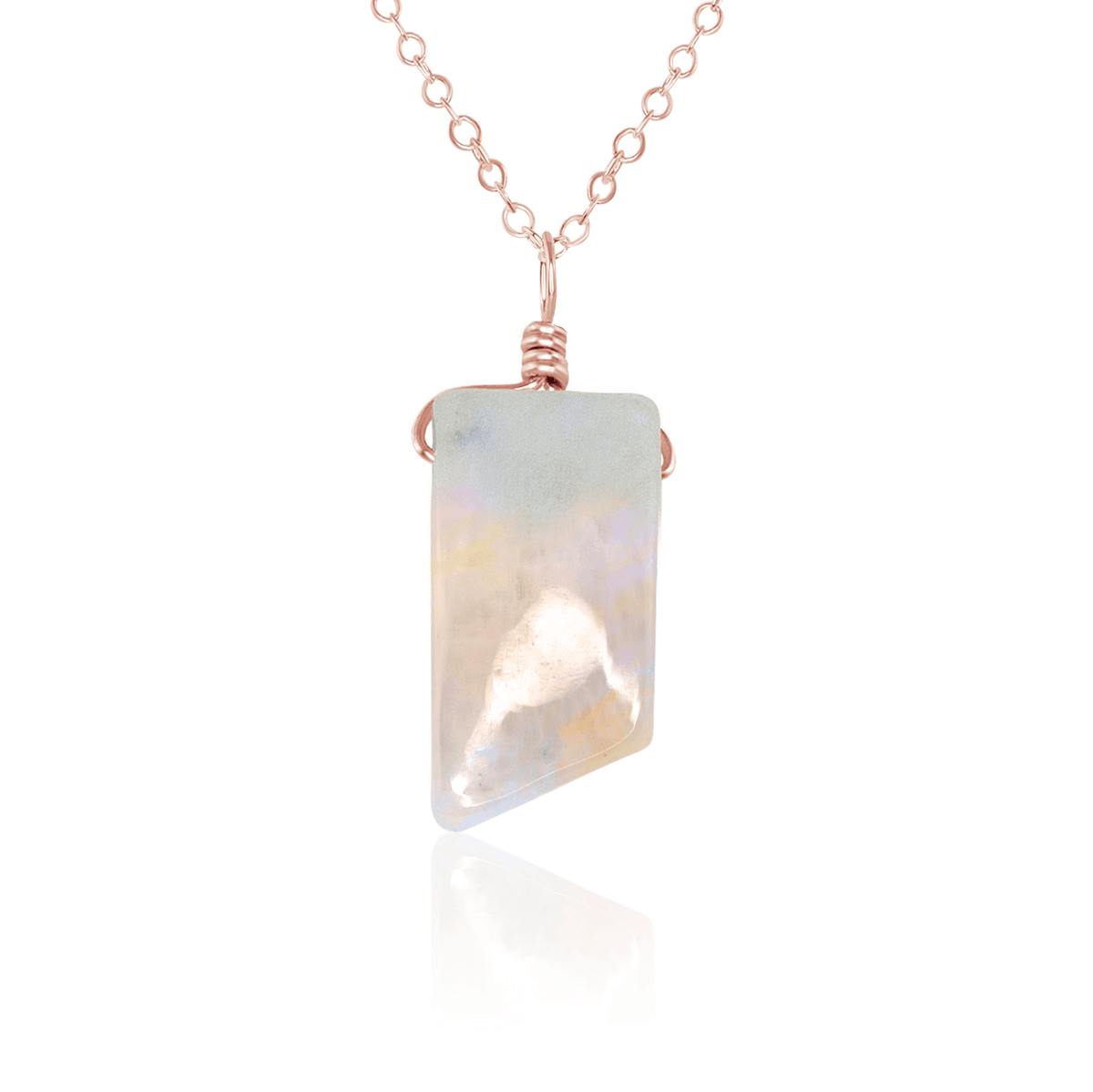 Small Smooth Rainbow Moonstone Crystal Pendant with Gentle Point