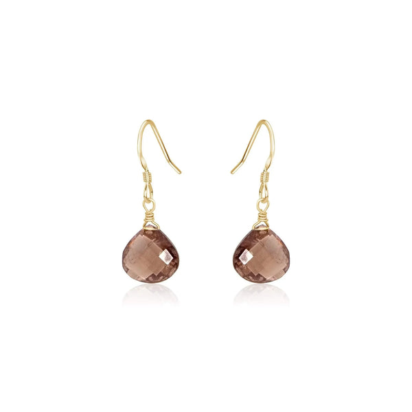 Smoky Quartz Gemstone Teardrop Dangle Earrings Luna Tide