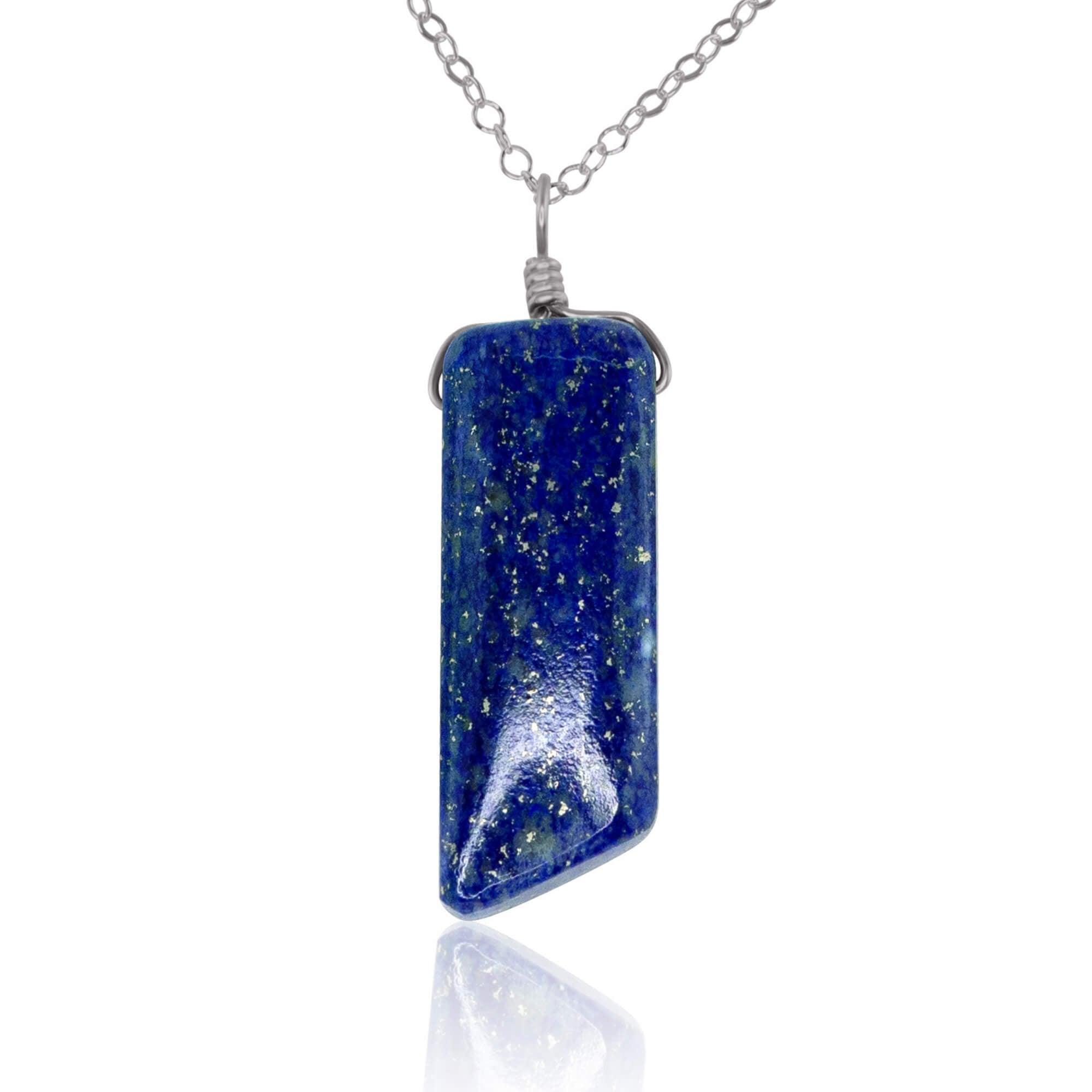 Smooth Blue Lapis Lazuli Natural Point Crystal Necklace - Smooth Blue Lapis Lazuli Natural Point Crystal Necklace - Stainless Steel / Cable - Luna Tide Handmade Crystal Jewellery