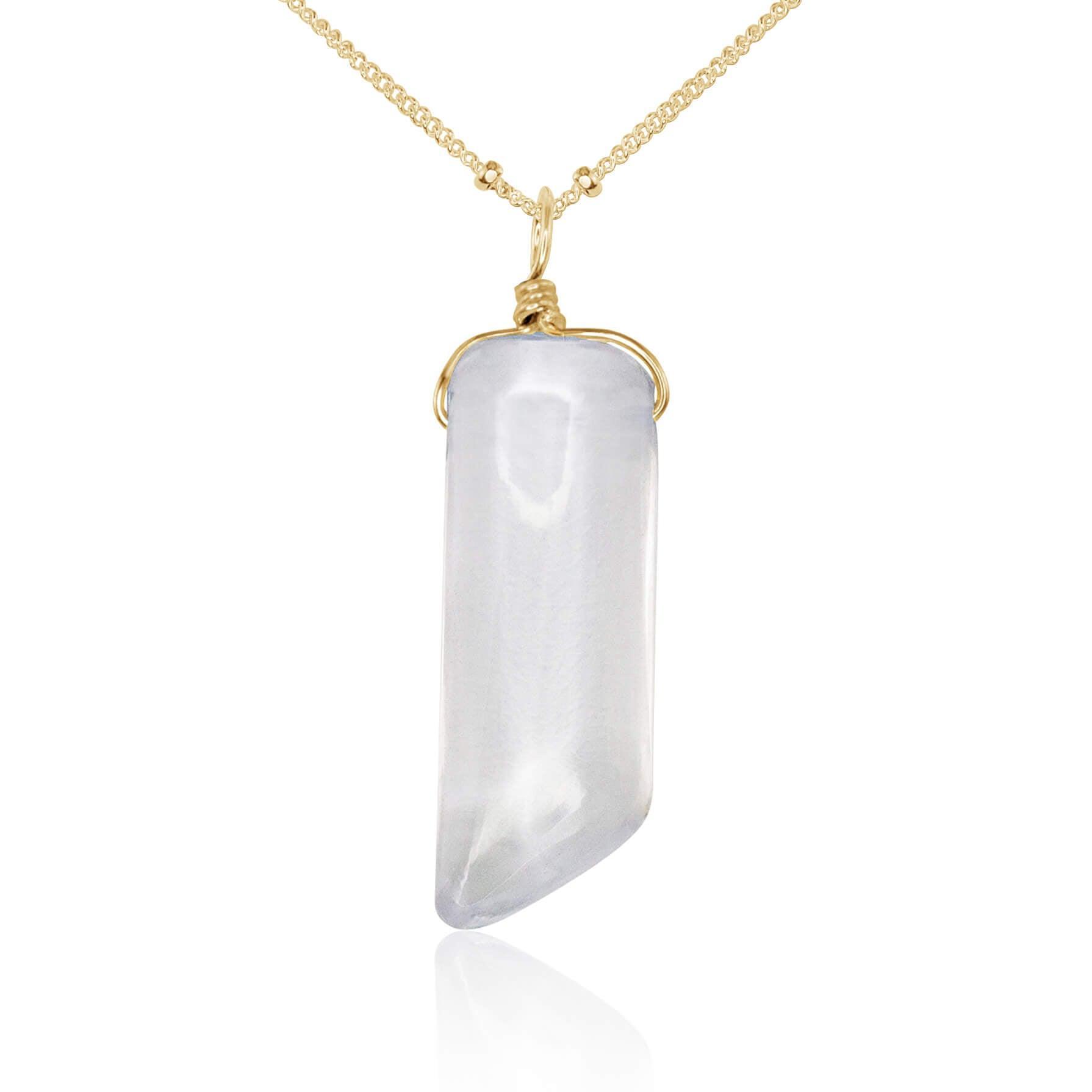 Smooth Crystal Quartz Natural Point Crystal Necklace - Smooth Crystal Quartz Natural Point Crystal Necklace - 14k Gold Fill / Satellite - Luna Tide Handmade Crystal Jewellery