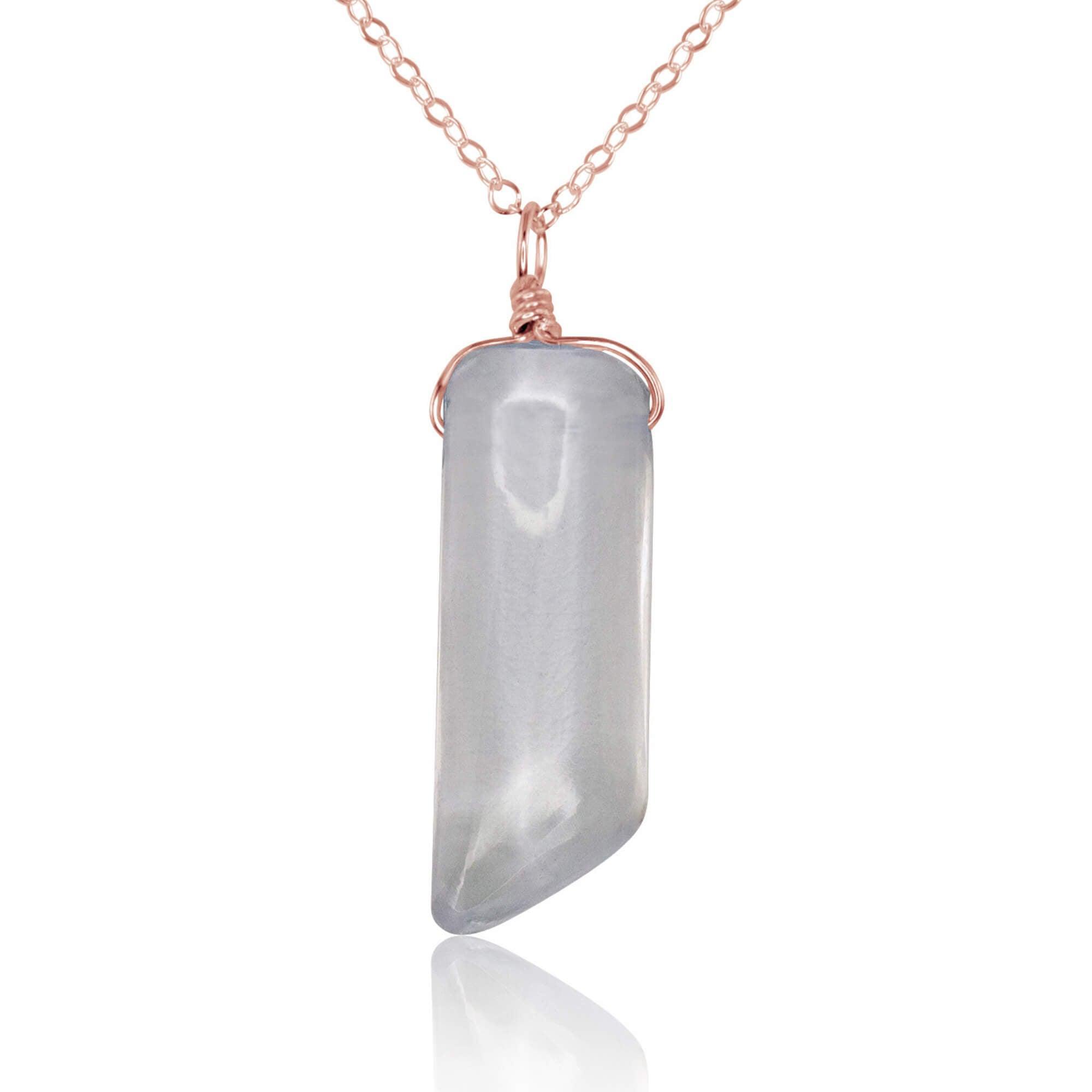Smooth Crystal Quartz Natural Point Crystal Necklace - Smooth Crystal Quartz Natural Point Crystal Necklace - 14k Rose Gold Fill / Cable - Luna Tide Handmade Crystal Jewellery