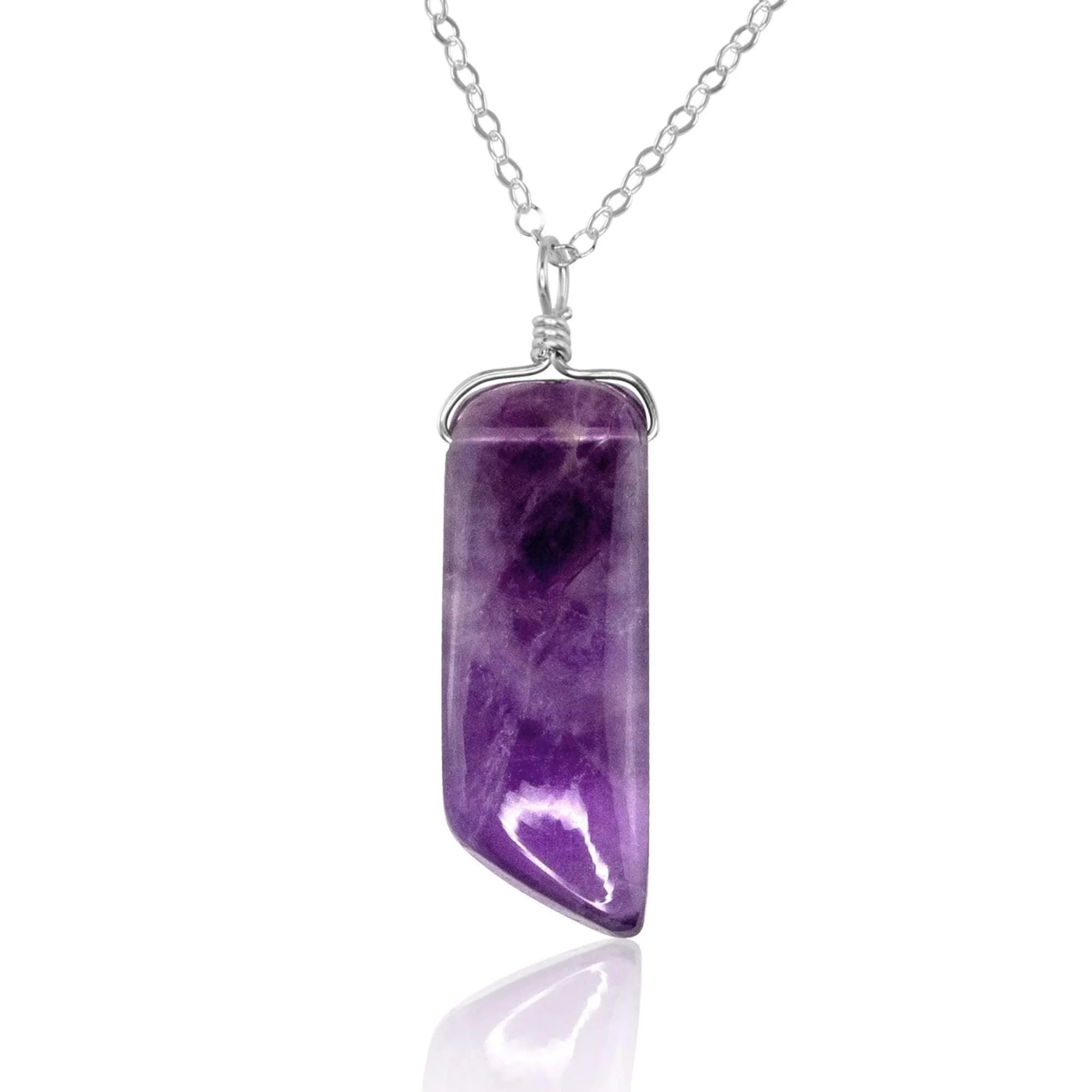 Smooth Purple Amethyst Natural Point Crystal Necklace Luna Tide