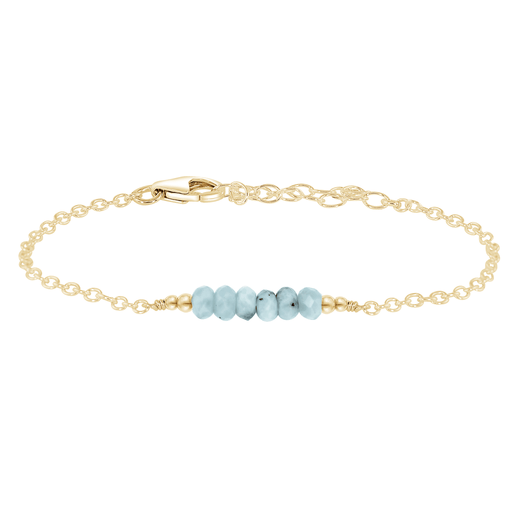 Sparkling Blue Larimar Gemstone Faceted Bead Bar Bracelet - Sparkling Blue Larimar Gemstone Faceted Bead Bar Bracelet - 14k Gold Fill - Luna Tide Handmade Crystal Jewellery