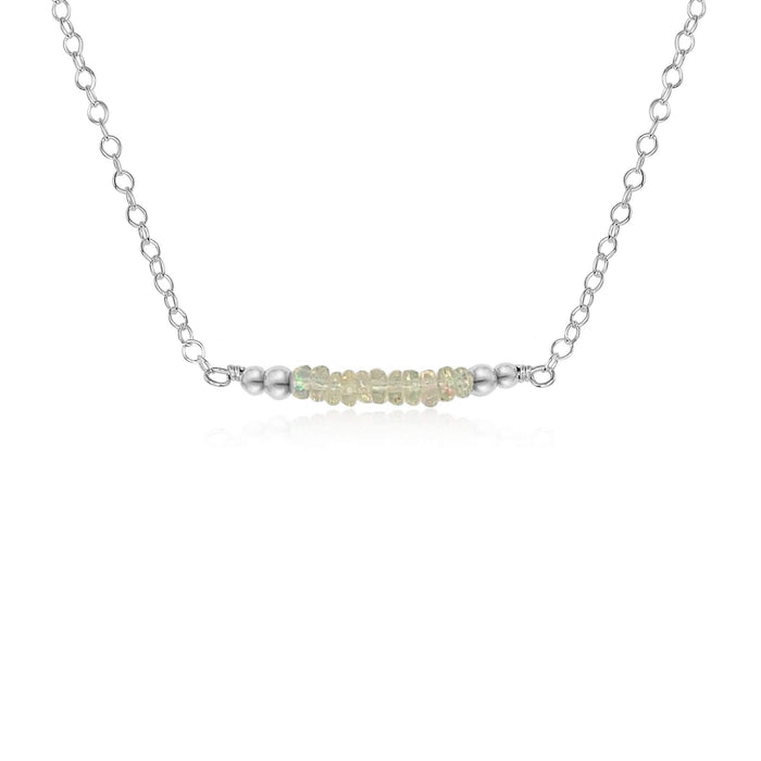 Sparkling Ethiopian Opal Faceted Bead Bar Necklace - Sparkling Ethiopian Opal Faceted Bead Bar Necklace - Sterling Silver - Luna Tide Handmade Crystal Jewellery