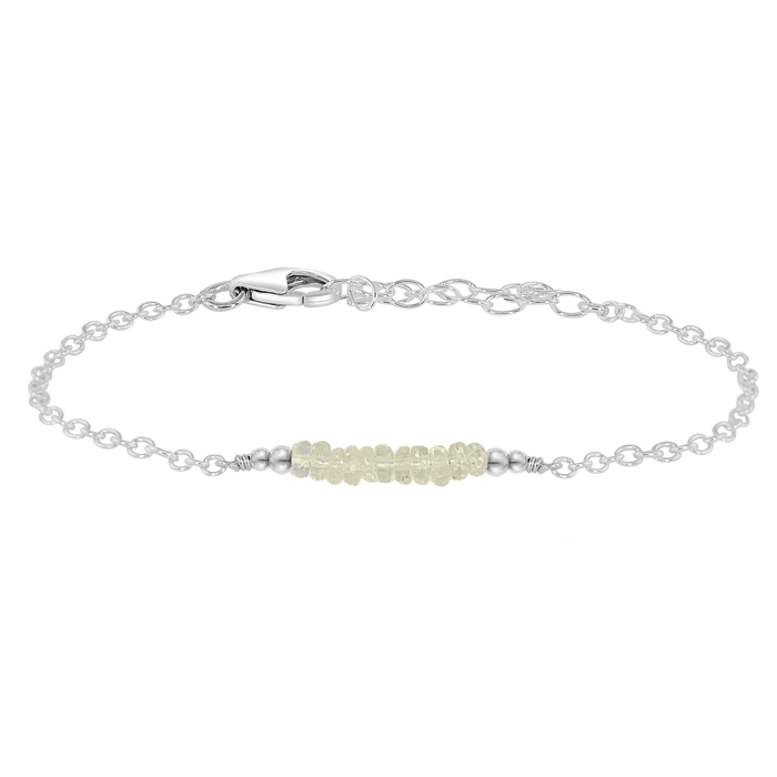 Sparkling Ethiopian Opal Gemstone Faceted Bead Bar Bracelet - Sparkling Ethiopian Opal Gemstone Faceted Bead Bar Bracelet - Sterling Silver - Luna Tide Handmade Crystal Jewellery