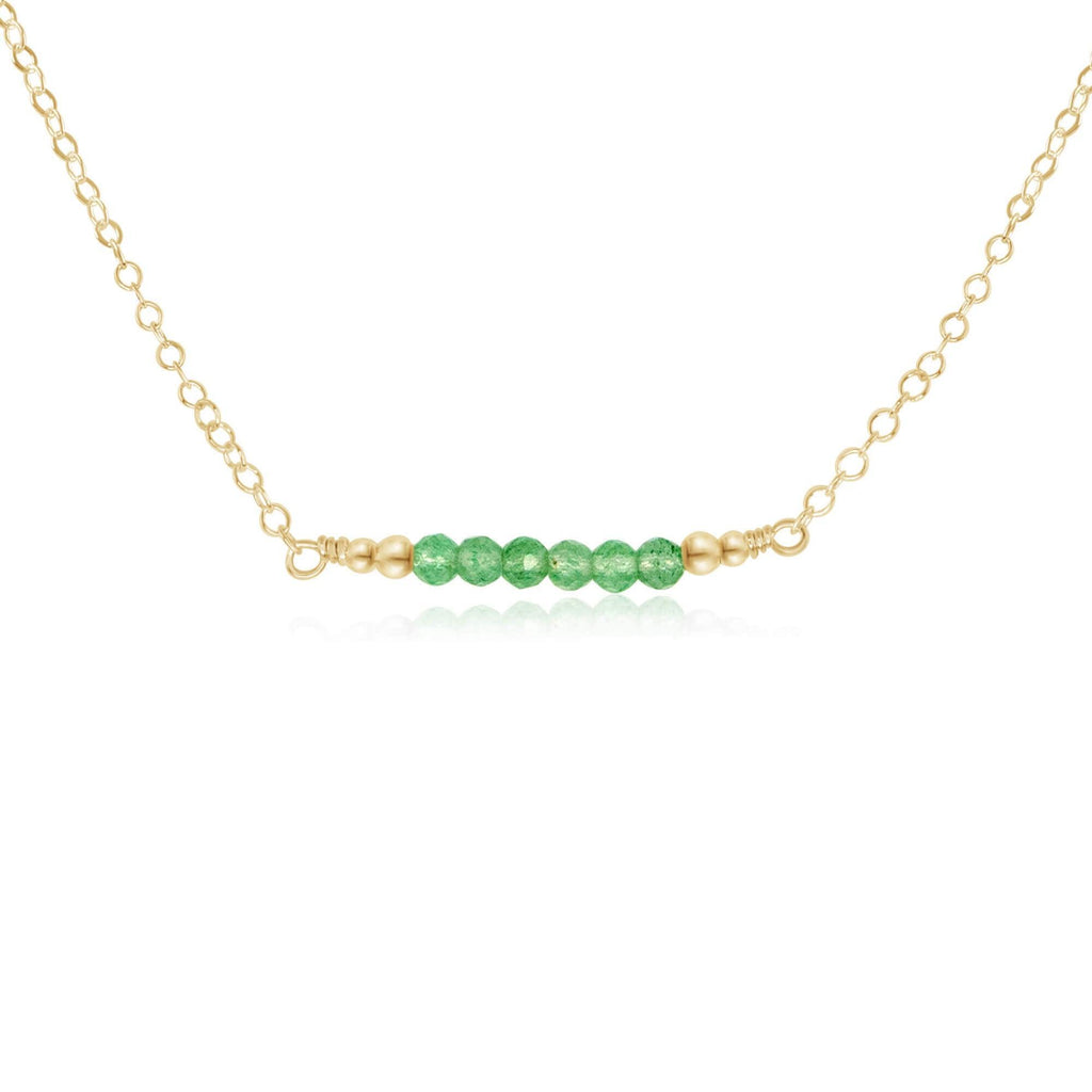 Sparkling Green Aventurine Faceted Bead Bar Necklace - Sparkling Green Aventurine Faceted Bead Bar Necklace - 14k Gold Fill - Luna Tide Handmade Crystal Jewellery