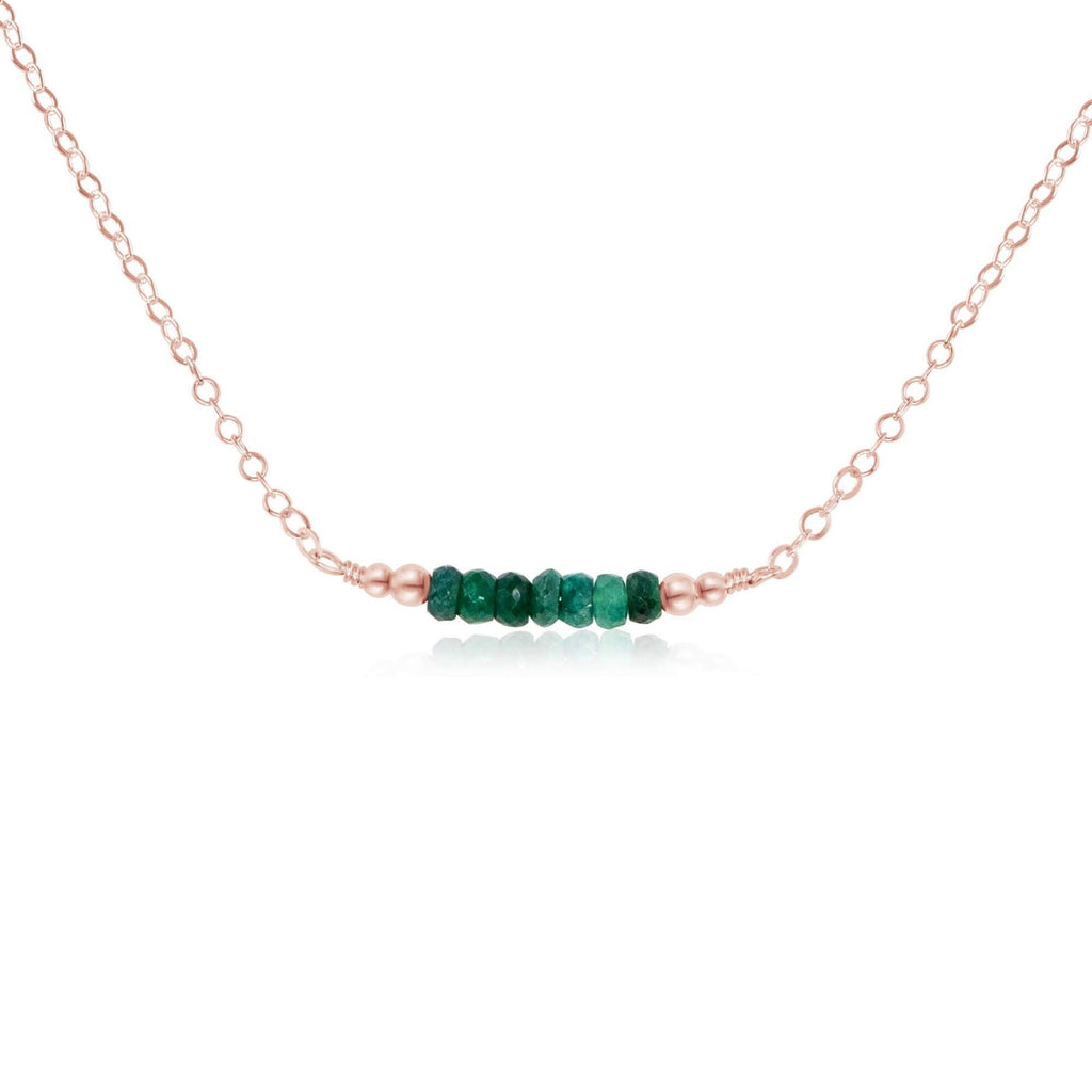 Sparkling Green Emerald Faceted Bead Bar Necklace - Sparkling Green Emerald Faceted Bead Bar Necklace - 14k Rose Gold Fill - Luna Tide Handmade Crystal Jewellery