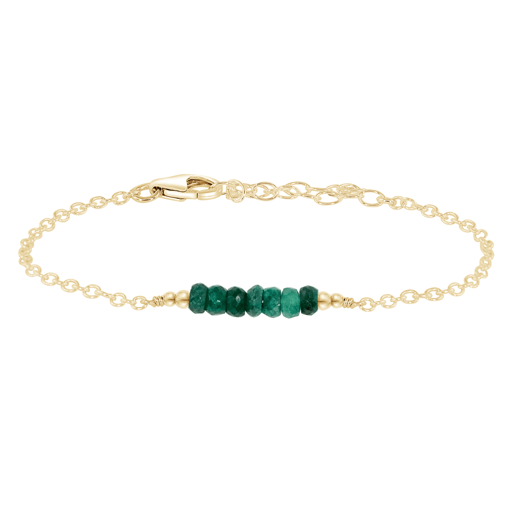 Sparkling Green Emerald Gemstone Faceted Bead Bar Bracelet - Sparkling Green Emerald Gemstone Faceted Bead Bar Bracelet - 14k Gold Fill - Luna Tide Handmade Crystal Jewellery