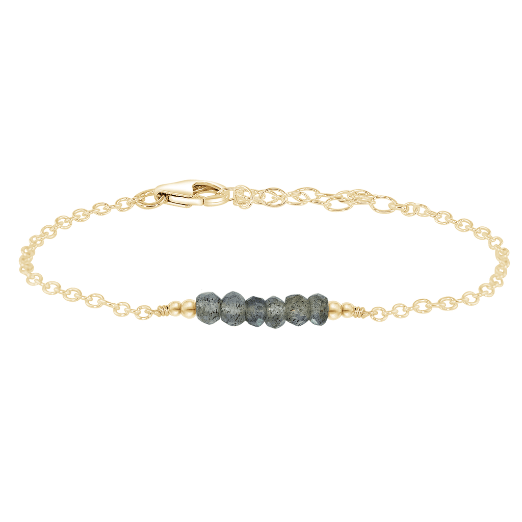 Sparkling Grey Labradorite Gemstone Faceted Bead Bar Bracelet - Sparkling Grey Labradorite Gemstone Faceted Bead Bar Bracelet - 14k Gold Fill - Luna Tide Handmade Crystal Jewellery