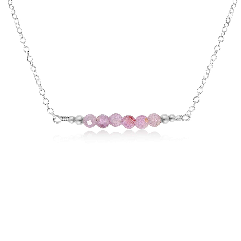 Sparkling Kunzite Faceted Bead Bar Necklace - Sparkling Kunzite Faceted Bead Bar Necklace - Sterling Silver - Luna Tide Handmade Crystal Jewellery