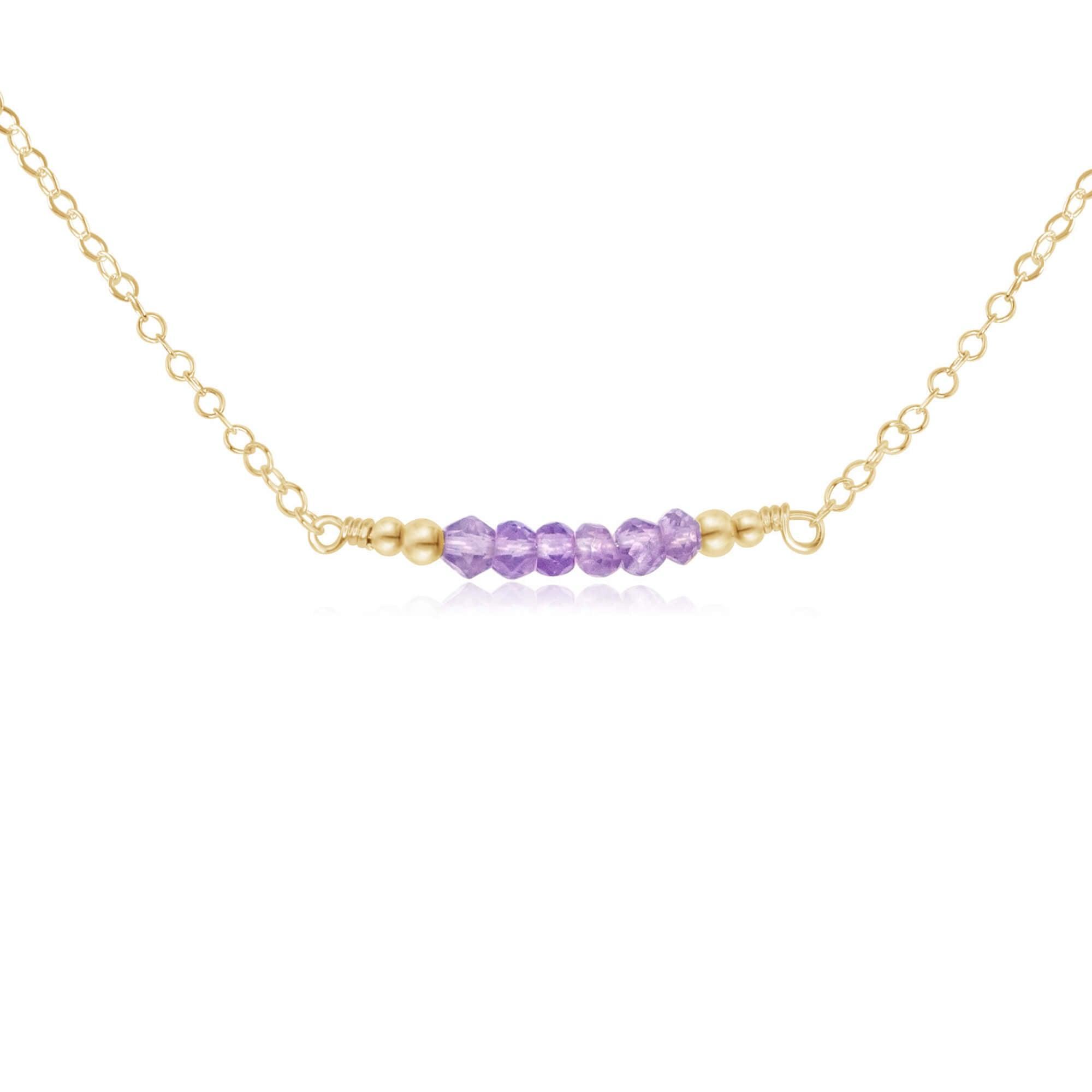Sparkling Lavender Amethyst Faceted Bead Bar Necklace - Sparkling Lavender Amethyst Faceted Bead Bar Necklace - 14k Gold Fill - Luna Tide Handmade Crystal Jewellery