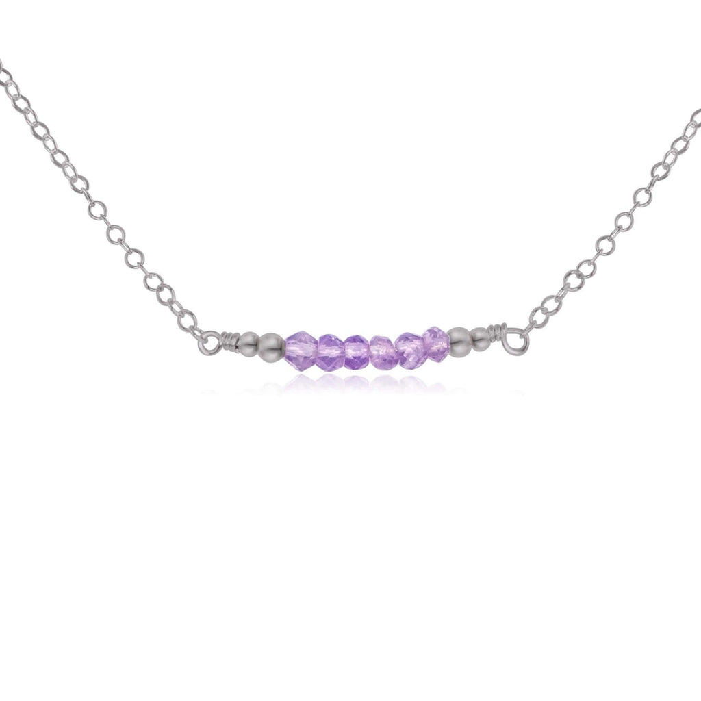Sparkling Lavender Amethyst Faceted Bead Bar Necklace - Sparkling Lavender Amethyst Faceted Bead Bar Necklace - Stainless Steel - Luna Tide Handmade Crystal Jewellery