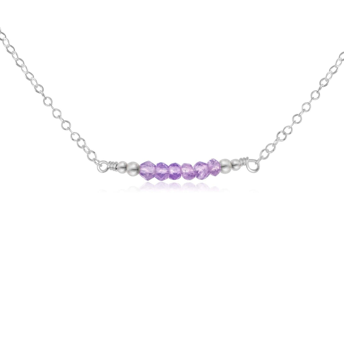 Amethyst Bead Bar Necklace Sterling Silver Amethyst Bead Bar Necklace Sterling Silver